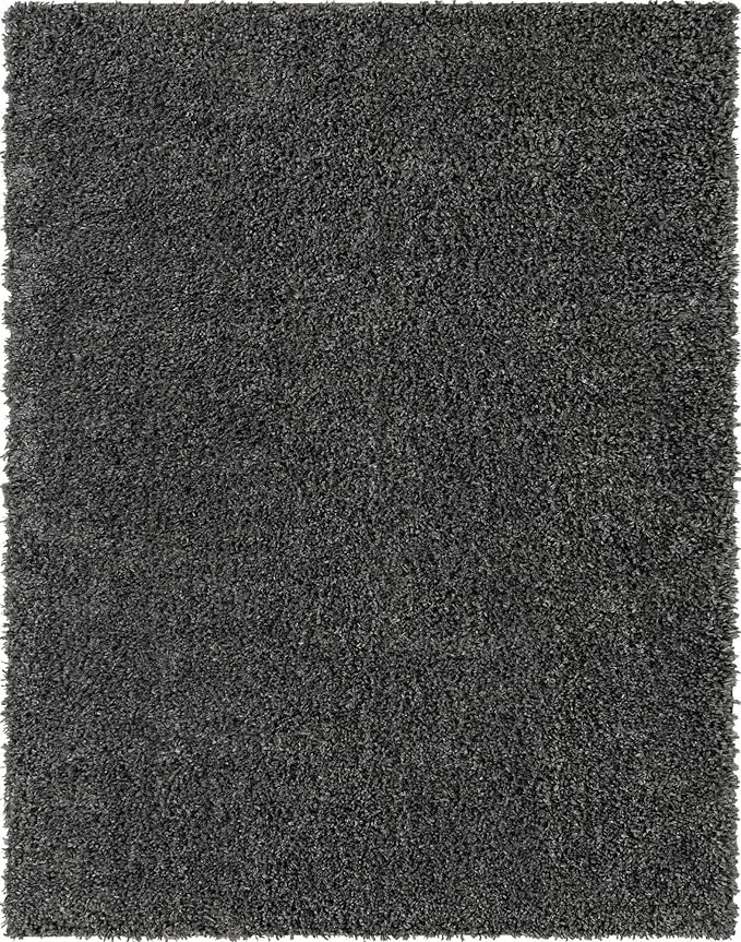 Unique Loom Davos Shag Collection Area Rug - Solid (7' 10" x 10' Oval, Peppercorn)