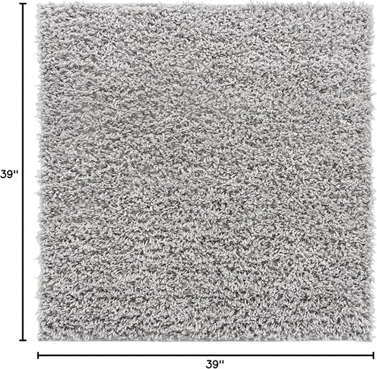 Unique Loom Davos Shag Collection Area Rug - Solid (3' 3" Square, Sterling)