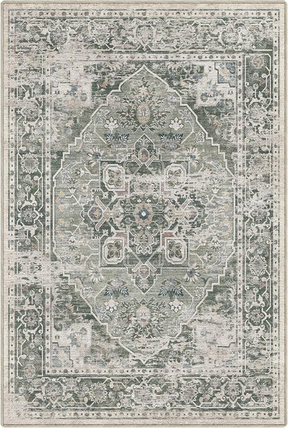 LUMI Washable Area Rug 8x10 for Living Room, Ultra Soft Stain Resistant Carpet with Non Slip Rubber Backing, Non-Shedding Low Pile Rugs for Bedroom, Dining Room, Indoor, Office