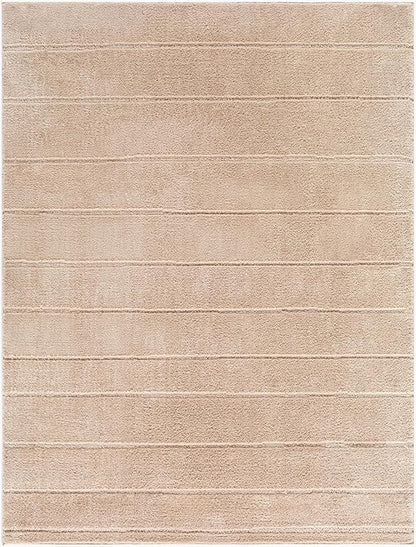 Livabliss x Our PNW Home Cascade Minimalist Striped Area Rug, 9'2" x 12', Taupe