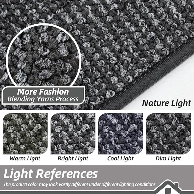 BEQHAUSE Hallway Runner Rugs 2.6x10, Hallway Rug Non-Slip Washable(Rolled-Up NO Creases), Runner Rug Absorbent Stain Resist Hall Rug Carpet Runner, Entryway Rugs Floor Mat Laundry Room Rugs, Charcoal