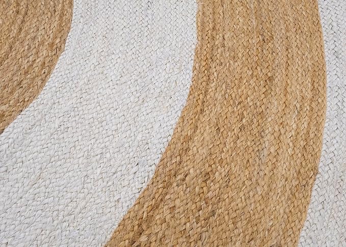 9x15 Oval Kilim Rug – Solid White Beige Handmade Boho Carpet, Hand Braided Jute Oval Rug, 0.27" Thick Flatweave for Bedroom, Living Room, Dining Room, Indoor Outdoor
