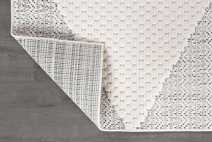 Modern Micro Loop Indoor Runner Rugs for Living Room Bedroom Kitchen Geometric Triangle White 2x7 Luxury Durable Low and High Pile Non-Shedding Stain Resistant Soft Area Carpet 2 x 7