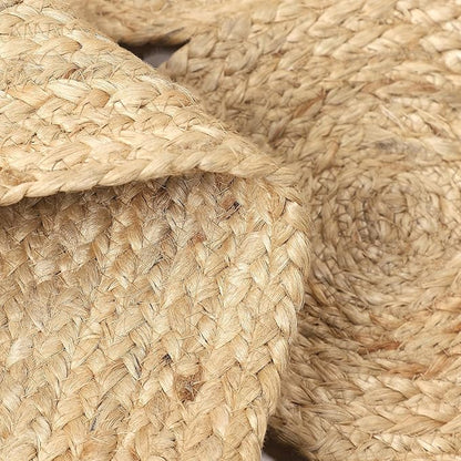 REDEARTH · Round Area Rug - 5 Feet Braided Scalloped Abaca Embrace Natural Jute Rug- Artisan Made Boho Jute Patterned Rugs for Bedroom, Kitchen, Living Room, Farmhouse, Handmade Vintage Décor