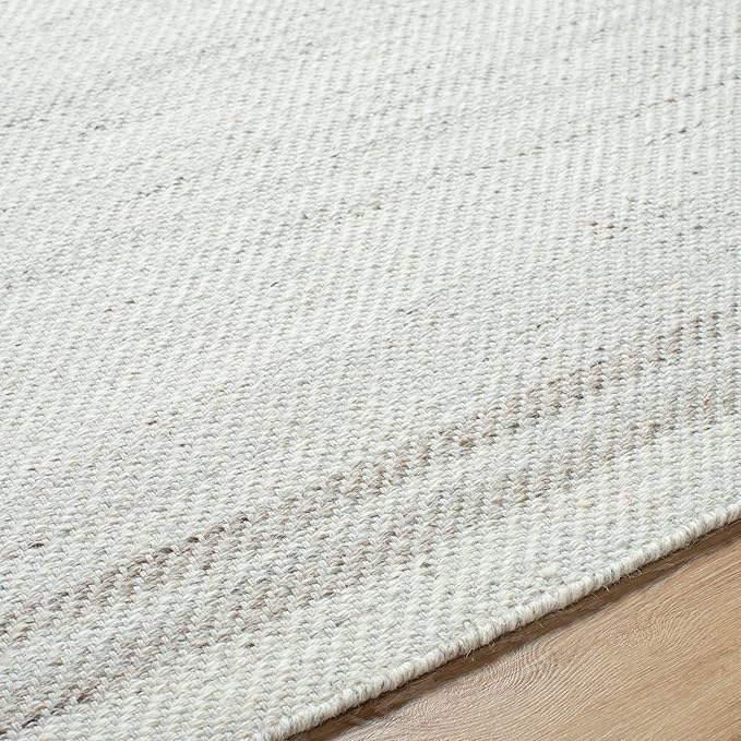 Mark&Day Wool Rugs, 4x6 Janmichael Solid and Border Gray/Ivory Area Rug, Grey Ivory Black Carpet for Living Room, Bedroom or Kitchen (3'6" x 5'6")