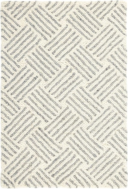 Dash & Albert Layers Grey Hand Hooked Wool Rug, 6 X 9 Feet, Grey/Ivory Geometric Pattern