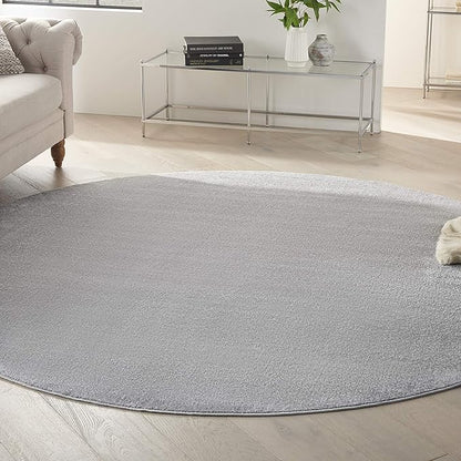 Nourison Home Nourison Essentials Silver Grey 10' x Round Area Rug - Easy Clean, Non Shedding, Bed Room, Living Room, Dining Room, Kitchen (10' x Round)