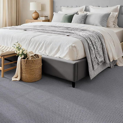 ANSSO Wool Rugs 8x10 for Living Room,80% Merino Wool and 20% Cotton Soft Tufted Area Rug with Cotton Non-Slip Backing,Large Area Rug for Bedroom Bedroom, Dining and Home Office (Dark Gray)