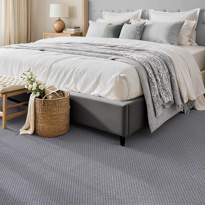 ANSSO 5x7 Wool Rugs for Living Room,80% Merino Wool and 20% Cotton Soft Tufted Area Rug with Cotton Non-Slip Backing,Large Area Rug for Bedroom Bedroom, Dining and Home Office (Dark Gray)