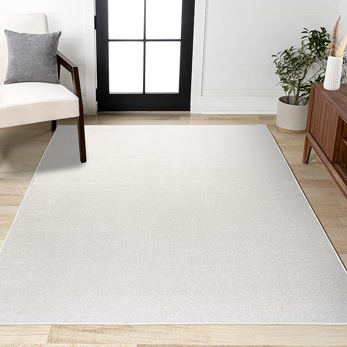JONATHAN Y Haze Solid Low-Pile Cream Indoor Area Rug 4x6, Coastal,Bohemian,Minimalist,Classic, Easy-Cleaning for Living Room,Bedroom,Kitchen,Pet Friendly,Non-Shedding (SEU100T-4)