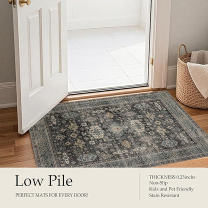 Area Rug Non Slip Machine Washable Ultra Soft Living Room/Bedroom/Kitchen/Outdoor/Classroom Silver, 8'×10'