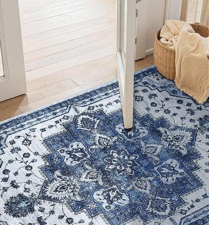 2x6 Area Rug,Boho Vintage Oriental Washable Rugs,Collapsible Area Rug for Bedroom, Entryway, Kitchen, Bathroom