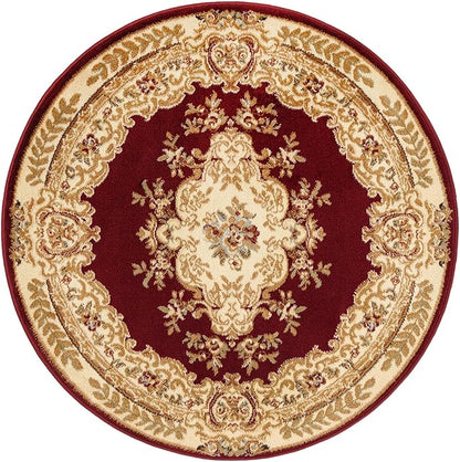 Rugs.com Chateau Collection Rug - 4 Ft Round Red Medium Pile Rug