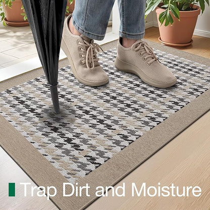 LUMI Inside Door Mat for Entry 24''x36'', Absorbent, Dirt Trapper, Low Profile Thin, Non Slip Mats with Rubber Backing, Ideal for Indoor, High Traffic, Garage, Entrance, Birdy Beige