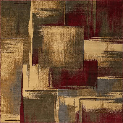 Unique Loom Barista Collection Area Rug - Timor (8' Square, Multi/ Red)