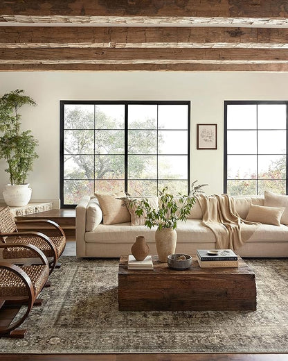 Loloi Magnolia Home by Joanna Gaines Sinclair Collection SIN-01 Pebble/Taupe 2'-3" x 7'-6", .25" Pile Height, Machine Washable, Runner Rug