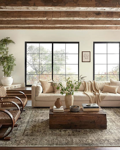 Loloi Magnolia Home by Joanna Gaines Sinclair Collection SIN-01 Pebble/Taupe 5'-0" x 7'-0", .25" Pile Height, Machine Washable, Area Rug