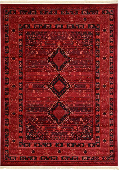 Unique Loom Tekke Collection Area Rug - Sheibani (7' 10" x 11' Rectangle, Red/ Black)