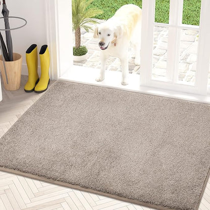 PURRUGS Dirt Trapping Door Mat 34" x 59", Non-Slip Machine Washable Entry Rug, Shoe Scraper, Dog Doormat, Super Absorbent Welcome Mat for Front & Back Door, Muddy Shoes & Paws, Taupe