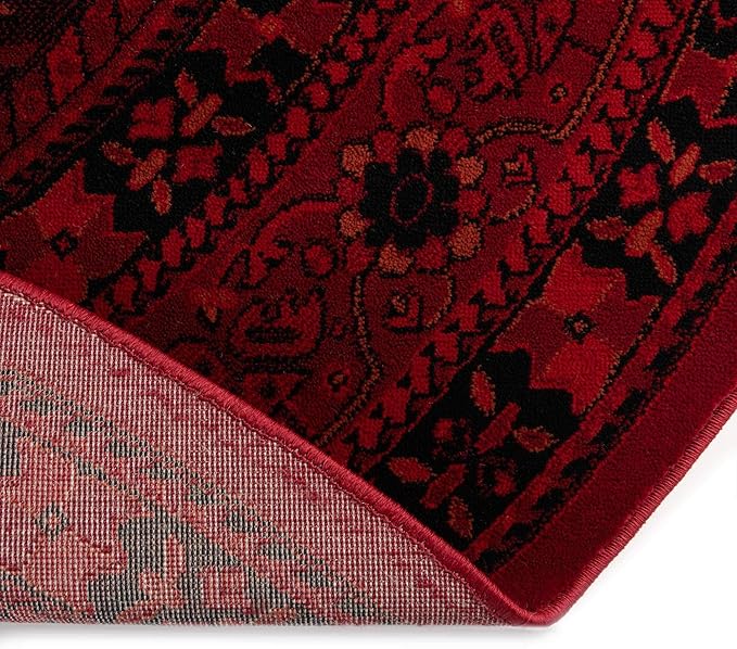 Unique Loom Tekke Collection Area Rug - Sheibani (5' Round, Red/ Black)