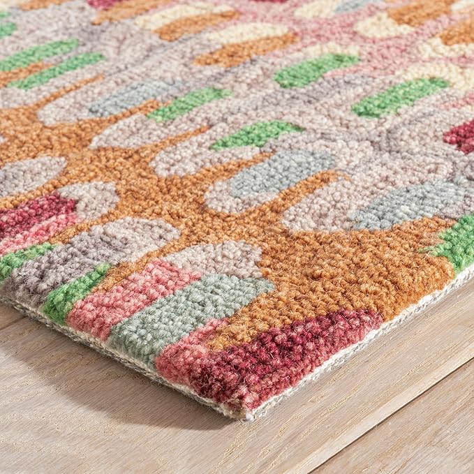 Dash and Albert Paint Chip Wool Area Rug - 2' x 3' Clay Graphic Hand Micro Hooked Accent Rug - Durable, High Traffic Areas Hallway, Living Room, Stairs