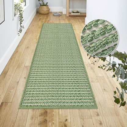 Braided Bathroom Runner Rug,Super Absorbent 24"x48" Non Slip Bath Mats for Bathroom,Boho Runner Rugs for Hallyways,Kitchen,Bedroom,Washable Soft Shower Sink Mat,Sage Green