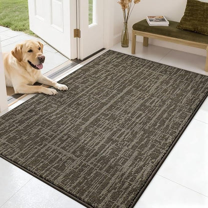 COSY HOMEER-Dirt-Trapper-Door-Mat 32"x48" Non-Slip Entryway Rugs,Washable Welcome Mat,Absorbent Entrance Mats,Low Pile Dog Door Mats for Front Back Doomats and Wet Shoes,Light Brown