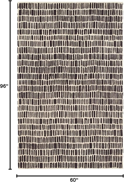Dash and Albert Roark Wool Area Rug - 5' x 8' Charcoal Geometric Hand Tufted Accent Rug - Durable, High Traffic Areas Hallway, Living Room, Stairs - Premium Luxury Hotel Quality Soft Breathable