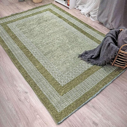 Alfa Rich 5x8 Green Washable Area Rugs for Living Room Bedroom Kitchen Cotton Pet Friendly Rug