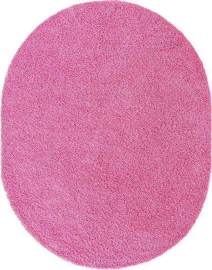 Unique Loom Solid Shag Collection Area Rug (7' 10" x 10' Oval, Taffy Pink)