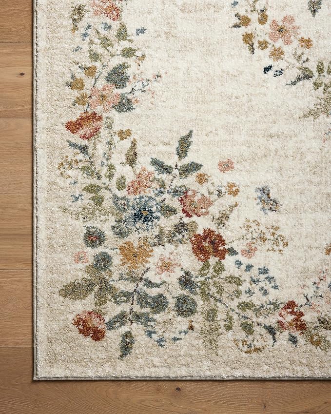 Loloi Rifle Paper Co. Laurel Collection LAU-01 Cream 2'-8" x 4' Accent Rug