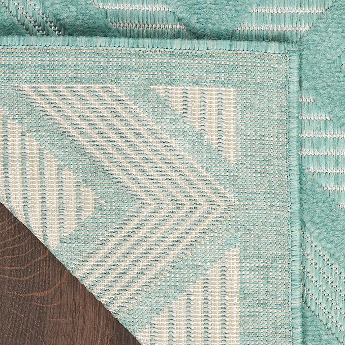 Nourison Home Versatile Aqua Teal 9' x 12' Area Rug - Easy Clean, Non Shedding, Bed Room, Living Room, Dining Room, Kitchen (9' x 12')