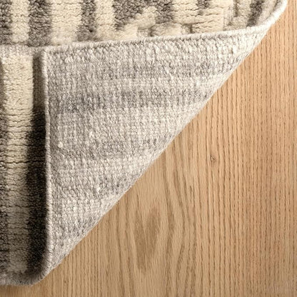 Dash & Albert Hicks Natural Hand Knotted Wool Rug, 5 X 8 Feet, Ivory Geometric Pattern - Premium Luxury Hotel Quality Soft Breathable Hypoallergenic Machine Washable Easy Care All Season