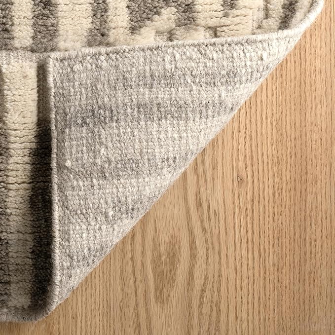 Dash & Albert Hicks Natural Hand Knotted Wool Rug, Runner-2.5 X 8 Feet, Ivory Geometric Pattern - Premium Luxury Hotel Quality Soft Breathable Hypoallergenic Machine Washable Easy Care All Season