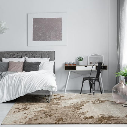 LUXE WEAVERS Marble Swirl Abstract Area Rug, Beige 2x7
