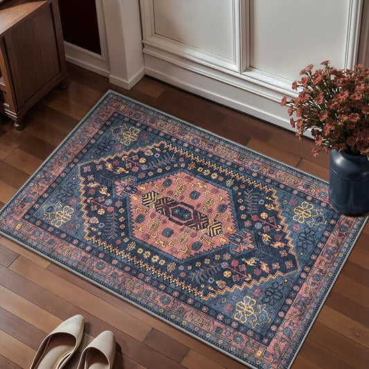 Ciicool Small Area Rug, 2x3ft Boho Rug, Ultra Soft Entry Rugs for Entryway, Non-Slip Washable Oriental Low-Pile Indoor Mat Floor Carpet for Entrance Bedroom Kitchen Bathroom Foyer Decor