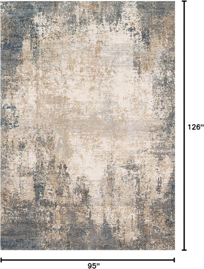 Loloi Teagan Collection TEA-08 Ivory/Mist 7'-11" x 10'-6" Area Rug, Large, Soft Neutral Rug, High-Traffic for Living Room, Bedroom, Home Office, Dining Area