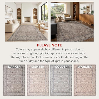 Kuden 3x5 Small Rug, Machine Washable, Non-Slip Backing, Vintage Style, Soft, Low Pile, Area Rugs for Entryway Kitchen Indoor Entrance