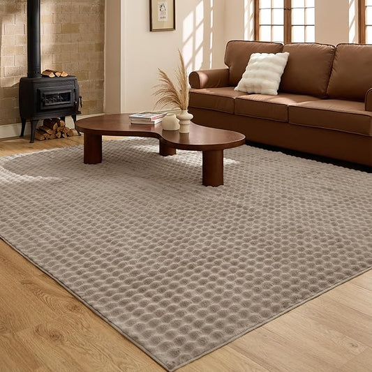 Bedsure 5x7 Fluffy Area Rugs for Living Room, Machine Washable Rugs, Non-Slip Backing, Non-Shedding, Pet Friendly Throw Rug for Bedroom Dining Room, Brown