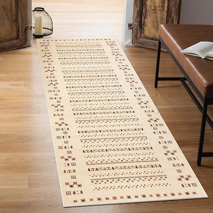 Keen Home Design 2x10 Rug - Machine Washable Runner Rug with Non-Slip Backing, Ideal for Hallway, Entryway, Kitchen, Laundry Room - Vintage, Easy Clean, Durable, Low Pile - (2'6" x 10')