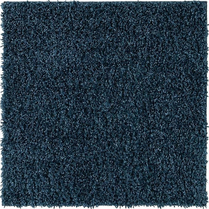 Unique Loom Davos Shag Collection Area Rug - Solid (3' 3" Square, Marine Blue)