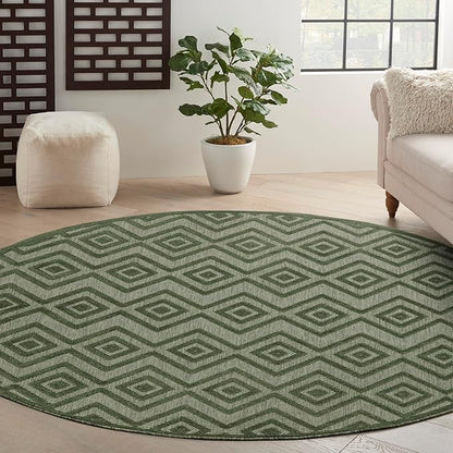 Nourison Home Versatile Green 8' x Round Area Rug - Easy Clean, Non Shedding, Bed Room, Living Room, Dining Room, Kitchen (8' x Round)