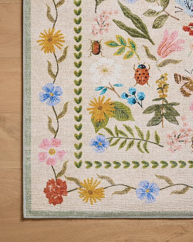 Loloi Rifle Paper Co. Canopy Collection CNP-04 Cream/Multi 3'-9" x 3'-9" Round Accent Rug