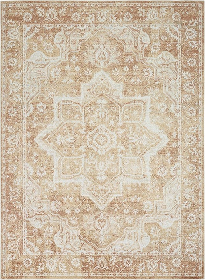 Nourison Home Astra Machine Washable Rust 6'7" x 9' Area Rug - Easy Clean, Non Shedding, Bed Room, Living Room, Dining Room, Kitchen (7' x 9')