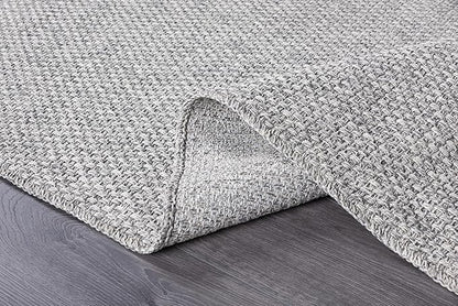 CAMILSON Easy Jute Rug 9x12, Indoor Outdoor Gray Color Farmhouse Area Rugs for Living Room Patio and Kitchen Rug, Solid Boho Woven Design, Easy-Cleaning, Washable Outside Carpet Alfombras (9 x 12)