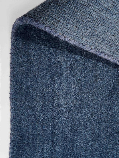Rugsotic Carpets Hand Knotted Gabbeh Wool 10'x13' Area Rug Solid Blue L00111