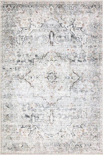 Bloom Rugs Caria Washable Non-Slip 3x5 Rug - Ivory/Gray/Caramel Traditional Area Rug for Living Room, Bedroom, Dining Room, and Kitchen - Exact Size: 3' x 5'