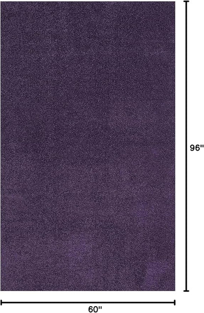 Eyely UES100N-5 Supersoft Haze Solid Low-Pile Indoor Area Rug Casual;Contemporary;Solid;Traditional, Bedroom, Kitchen, Living Room, Easy-Cleaning, Non-Shedding, 5 X 8, Purple