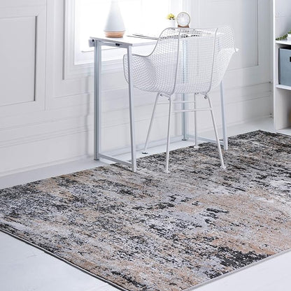Rugs.com Leipzig Collection Rug – 3x5 Beige Low-Pile Rug Perfect for Entryways, Kitchens, Breakfast Nooks, Accent Pieces