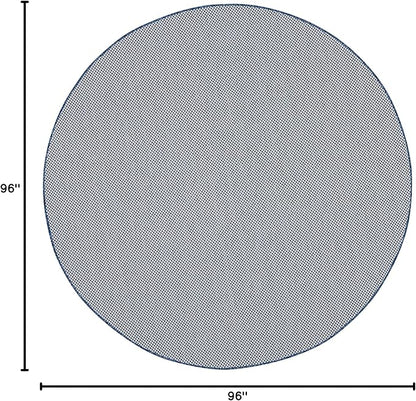 Nourison Home Courtyard Ivory Blue 8' x Round Area Rug - Easy Clean, Non Shedding, Bed Room, Living Room, Dining Room, Kitchen (8' x Round)